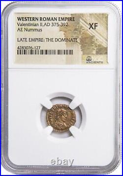 NGC XF Roman AE4 Valentinian II AD375 -392 NGC Ancients Certified EXTREMELY FINE