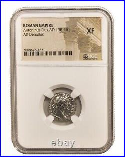 NGC XF Roman AR Denarius Antoninus Pius AD 138 -161 NGC Ancients Certified