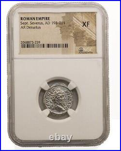 NGC (XF) Roman AR Denarius Septimius Severus AD193 211 NGC Certified Ancient