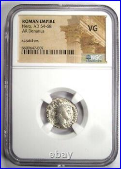 Nero AR Denarius Silver Ancient Roman Coin 54-68 AD Certified NGC VG