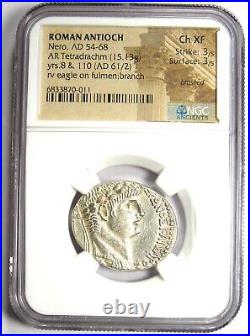 Nero AR Tetradrachm Silver Roman Antioch Coin 61 AD Certified NGC Choice XF