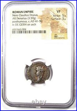Nero Claudius Drusus AR Denarius Silver Coin 41-50 AD Certified NGC VF Rare