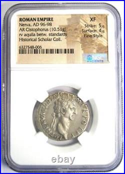 Nerva AR Cistophorus Silver Roman Coin 96 AD Certified NGC XF with Fine Style