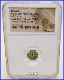 Ngc Certified Ancient Judaean Maccabean Kings Widows Mite Prutah Coin 137-137bc
