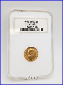 Ngc Certified Ms65 1902 Rus 5r Gold Coin