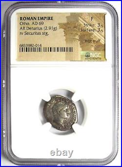 Otho AR Denarius Silver Ancient Roman Coin 69 AD Certified NGC Fine Rare