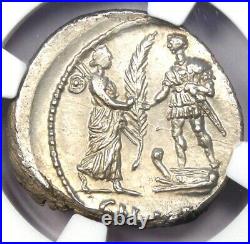 Pompey Junior AR Denarius Silver Roman Coin 46 BC Certified NGC MS (UNC)