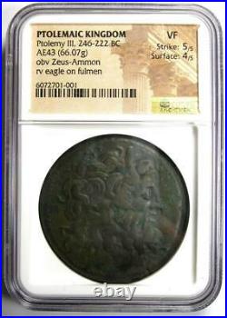 Ptolemaic Ptolemy III AE 43 Drachm Zeus Eagle Coin 246-222 BC Certified NGC VF