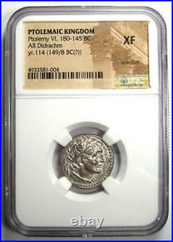 Ptolemaic Ptolemy VI AR Didrachm Silver Coin 180-145 BC Certified NGC XF