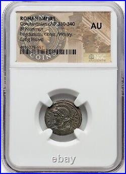 Rare Coin NGC Certified AU Constantinian cAD 330-340 Lugdunum. Const. /Victory