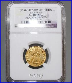 Rare Gold Coin French States 1352-1412 BAR FR-65 ROBERT I NGC Certified AU