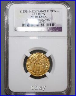 Rare Gold Coin French States 1352-1412 BAR FR-65 ROBERT I NGC Certified AU