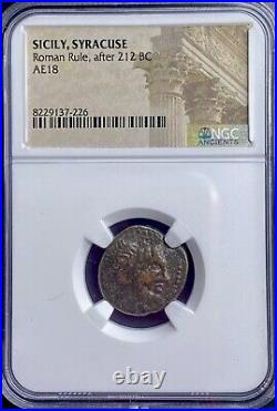 Rare NGC Sicily Syracuse Ancient Roman Rule Coin Certified after 212 BC Genuine