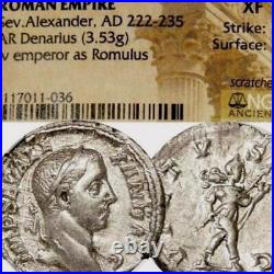 Rare Severus Alexander as ROMULUS First Roman King NGC Certified XF Ancient Coin