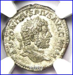 Roman Caracalla AR Denarius Silver Coin 198-217 AD Certified NGC Choice AU