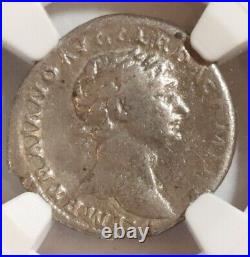 Roman Emperor Trajan AD98-117 Coin NGC Certified F Silver Denarius with COA