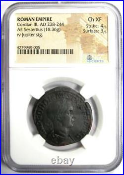 Roman Gordian III AE Sestertius Copper Coin 238-44 AD Certified NGC Choice XF