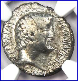 Roman Marc Antony AR Denarius Silver Coin 33 BC Certified NGC Fine Rare