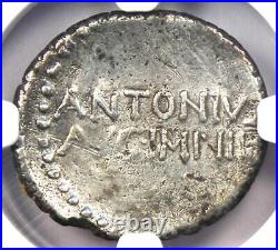 Roman Marc Antony AR Denarius Silver Coin 33 BC Certified NGC Fine Rare