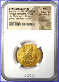 Romanus III AV Gold Nomisma Christ Coin 1028-1034 AD Certified NGC MS (UNC)