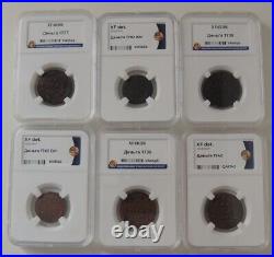 Russia Empire 1735-1792 Coin Denga Copper 6-Piece Lot Certified NNR #148