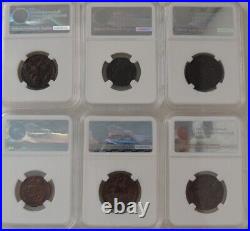 Russia Empire 1735-1792 Coin Denga Copper 6-Piece Lot Certified NNR #148