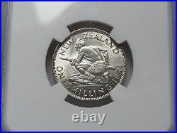 Scarce Grade Better Date 1941 New Zealand Silver Shilling. NGC Certified AU58
