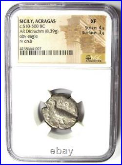 Sicily Acragas AR Didrachm Eagle Crab Akragas Coin 510 BC. Certified NGC XF (EF)