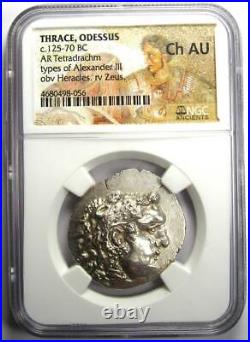Thrace Odessus Alexander AR Tetradrachm Coin 125-70 BC Certified NGC Choice AU