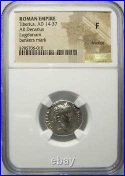 Tiberius AR Denarius (16-37 AD), Tribute Penny, Certified NGC