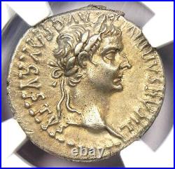 Tiberius AR Denarius Silver Tribute Penny Roman Coin 14-37 AD Certified NGC AU