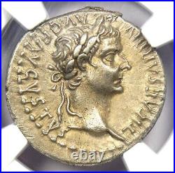 Tiberius AR Denarius Silver Tribute Penny Roman Coin 14-37 AD Certified NGC AU