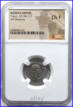 Trajan, Ad 98-117, Ar Denarius, Ngc Certified, -131