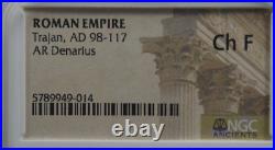 Trajan, Ad 98-117, Ar Denarius, Ngc Certified, -131
