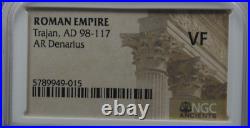 Trajan, Ad 98-217, Ar Denarius, Ngc Certified, -97