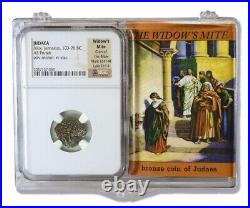 Widows Mite NGC Certified Average Grade Judean Prutah 103-76 BC with BOX & COA